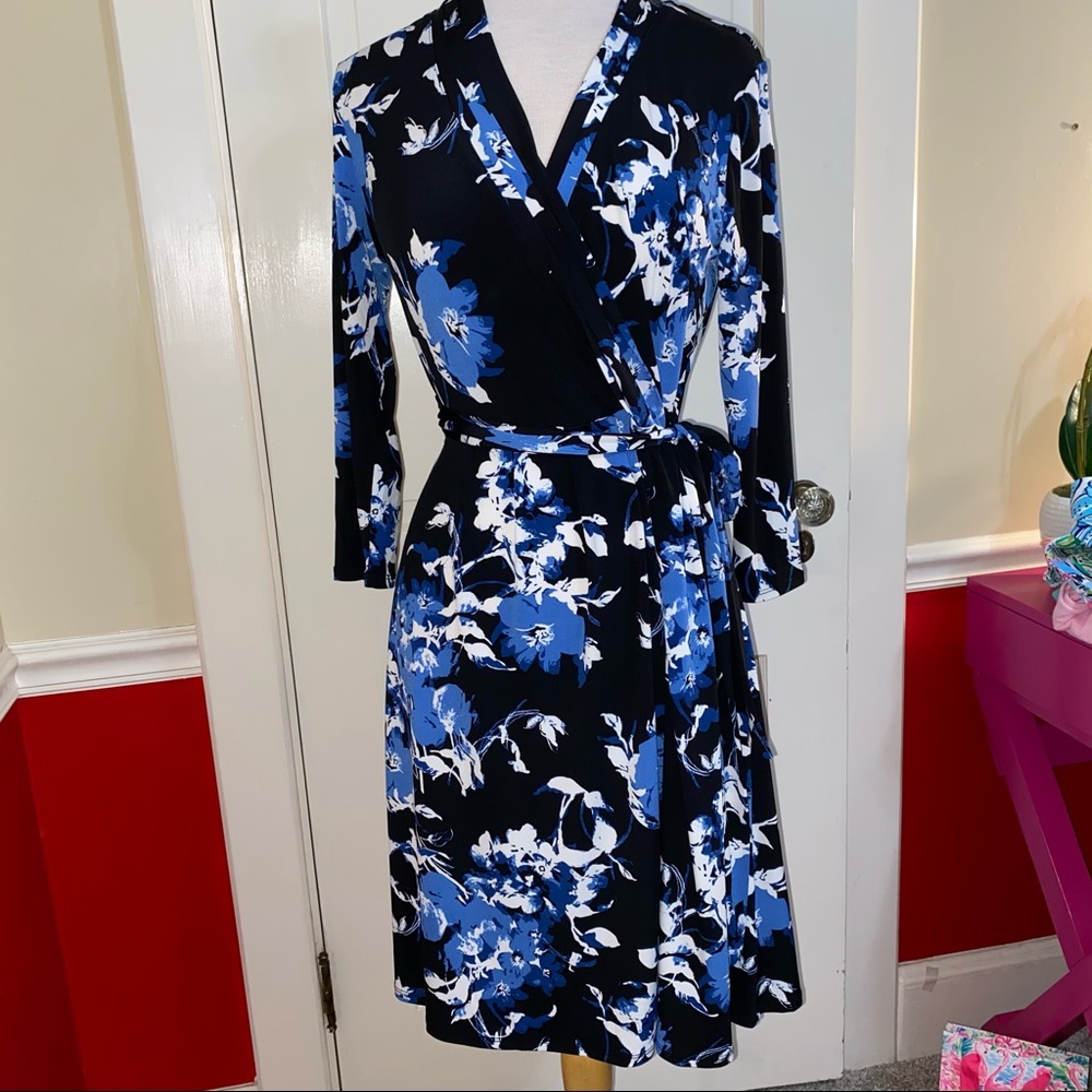 Liz Claiborne Faux Wrap Dress with tie belt